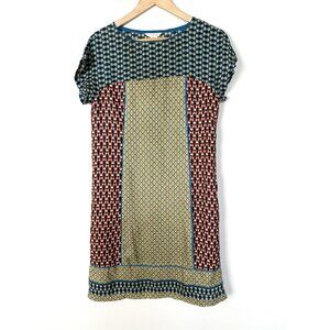 Sundance Patchwork Silk Shift Dress Womens 4 Boho Lagenlook Colorful‎ Artsy
